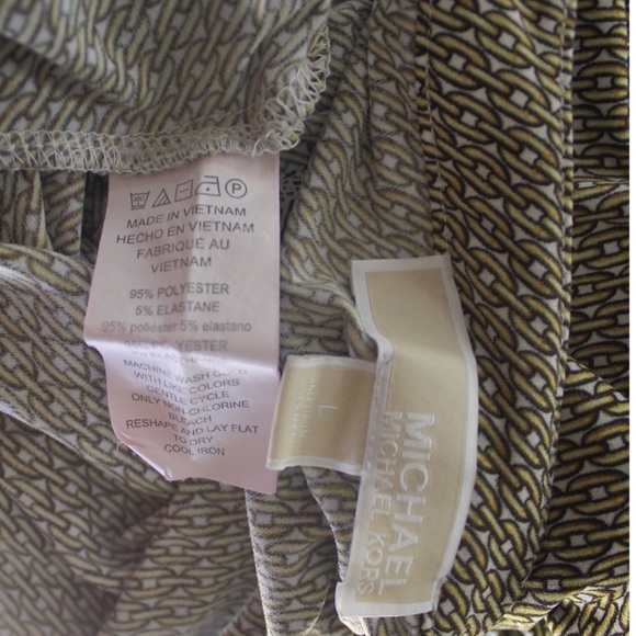 Michael Kors Chain Link Print Long Sleeve Blouse Top Large Preowned - Picture 7 of 7